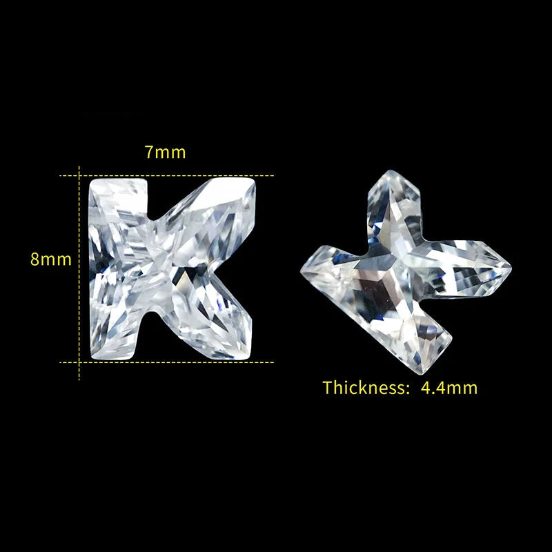 Letter K moissanite loose stone D Color VVS1
