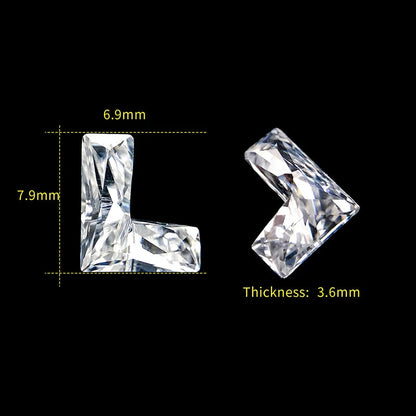 Letter L moissanite loose stone D Color VVS1
