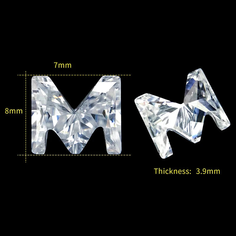 Letter M moissanite loose stone D Color VVS1
