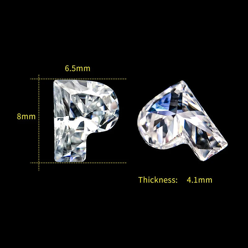 Letter P moissanite loose stone D Color VVS1

