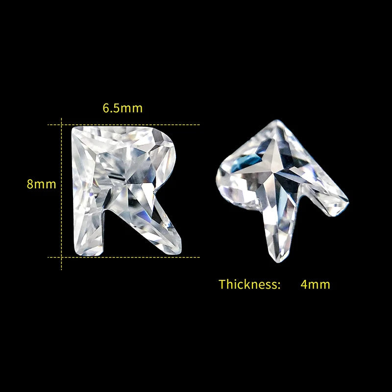 Letter R moissanite loose stone D Color VVS1
