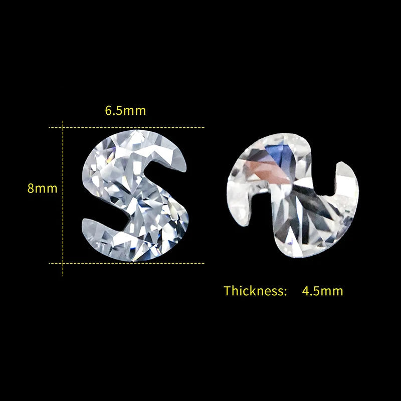 Letter S moissanite loose stone D Color VVS1
