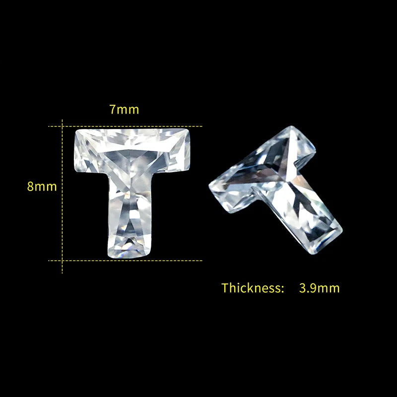 Letter T moissanite loose stone D Color VVS1
