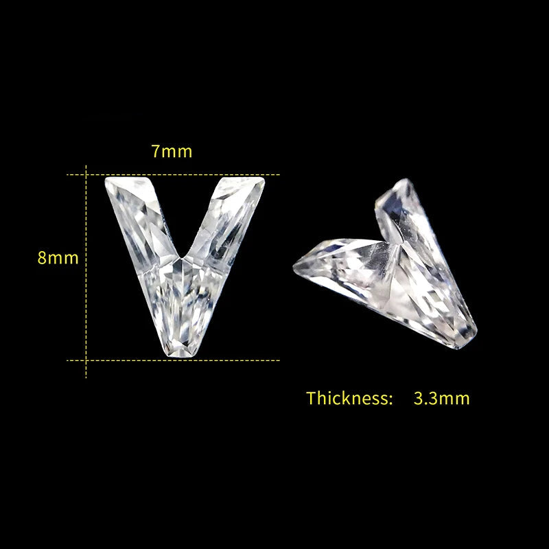 Letter V moissanite loose stone D Color VVS1
