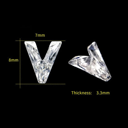 Letter V moissanite loose stone D Color VVS1
