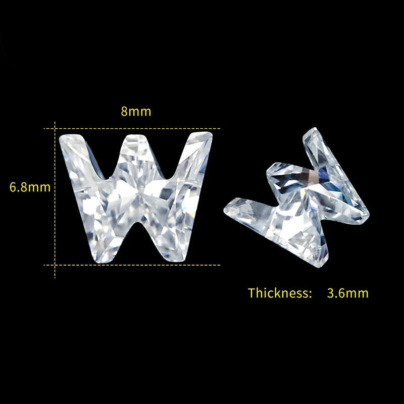 Letter W moissanite loose stone D Color VVS1
