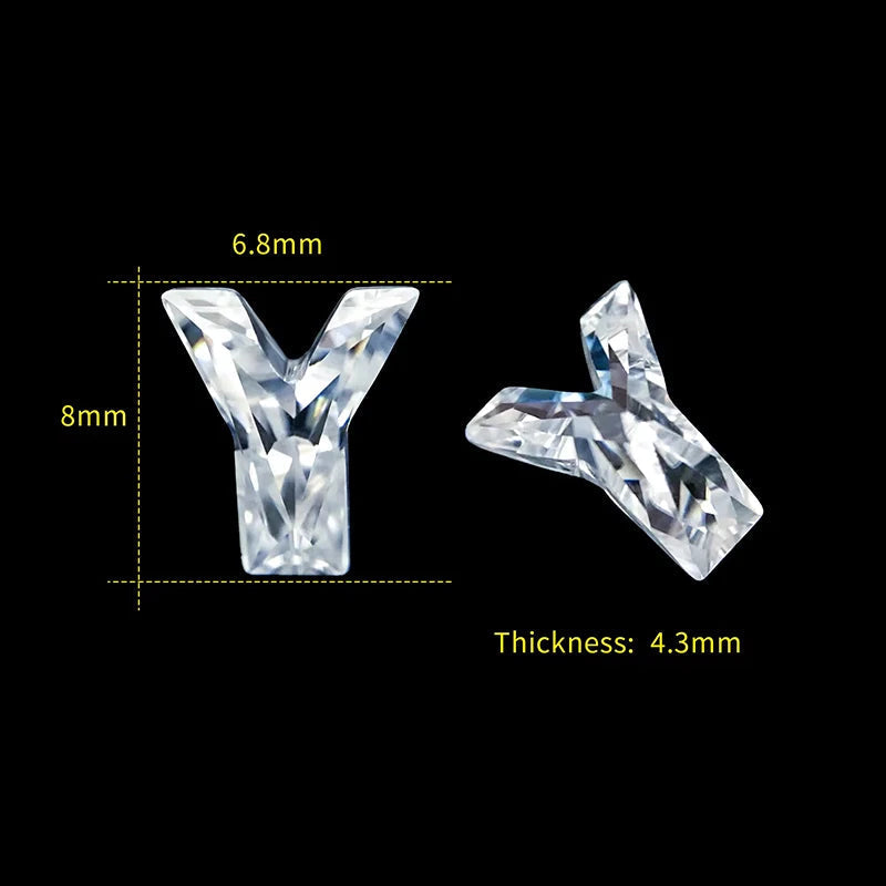 Letter Y moissanite loose stone D Color VVS1
