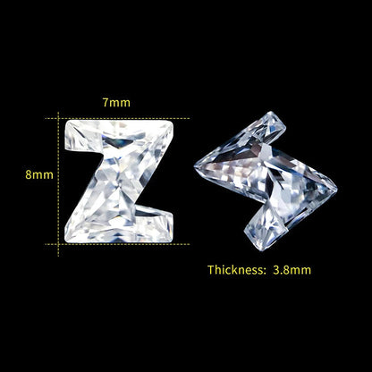 Letter Z moissanite loose stone D Color VVS1