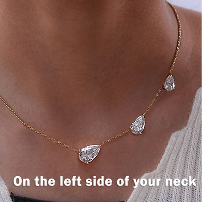 Luxury 3-Stone Waterdrop Moissanite Necklace for Women. Top moissanite jeelry