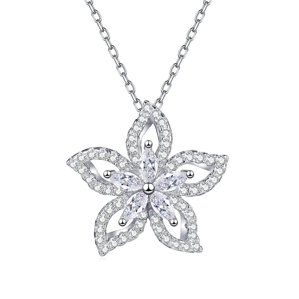 Luxury Flower Moissanite Pendant Necklace