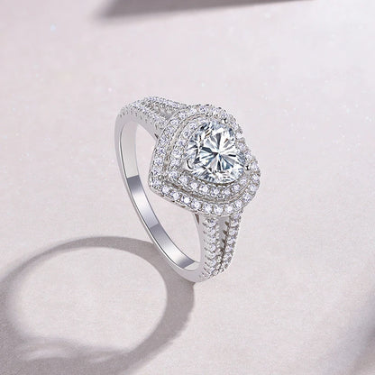Luxury Heart Moissanite Engagement Ring Side Profile