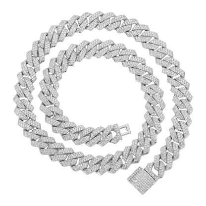 Luxury Moissanite Cuban Chain Necklace – 925 Silver, Iced Out