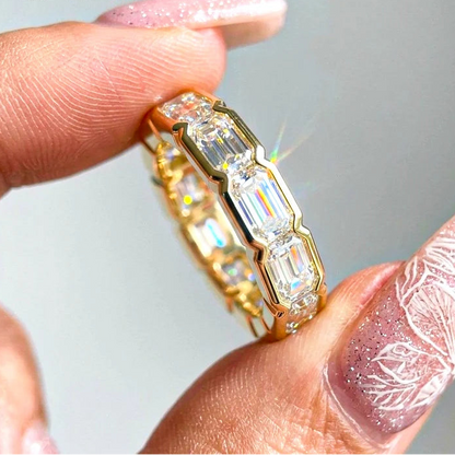 Luxury Moissanite Eternity Ring with Emerald Cut Stones