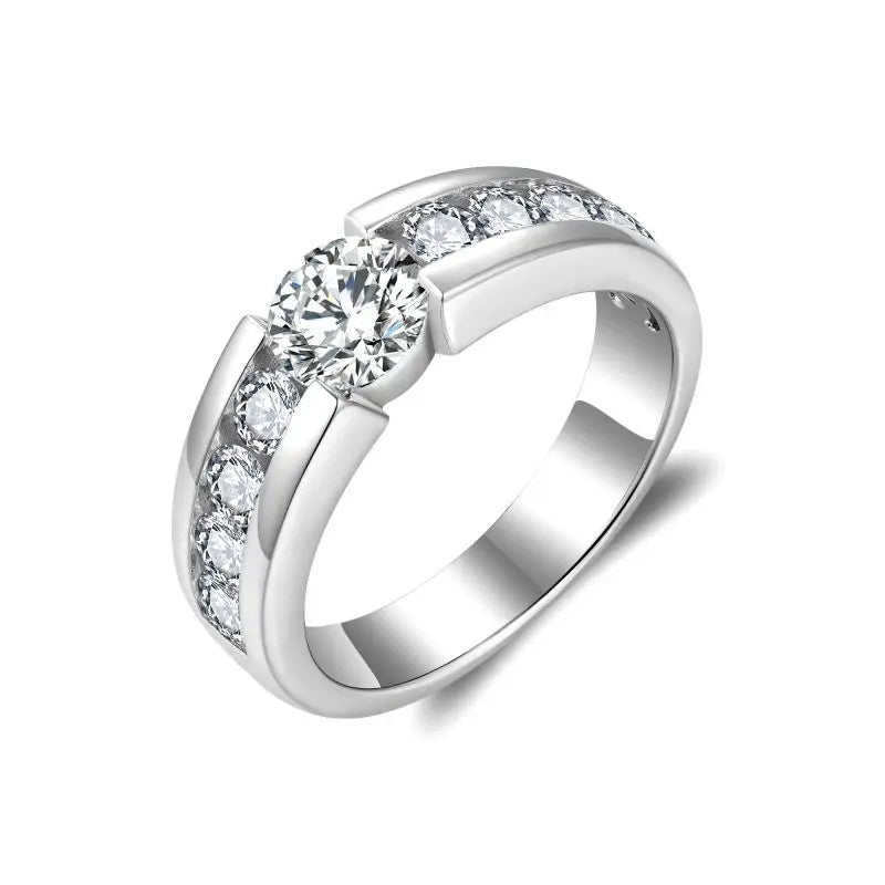 Luxury men's D Color VVS1 moissanite engagement ring