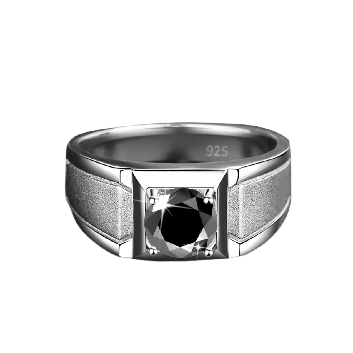 Men’s Black Moissanite Ring – 2-Carat Luxury