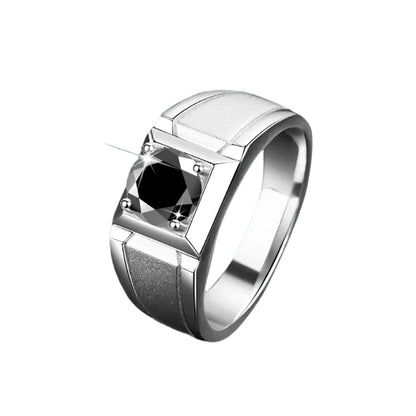 Men’s Black Moissanite Ring – 2-Carat Luxury