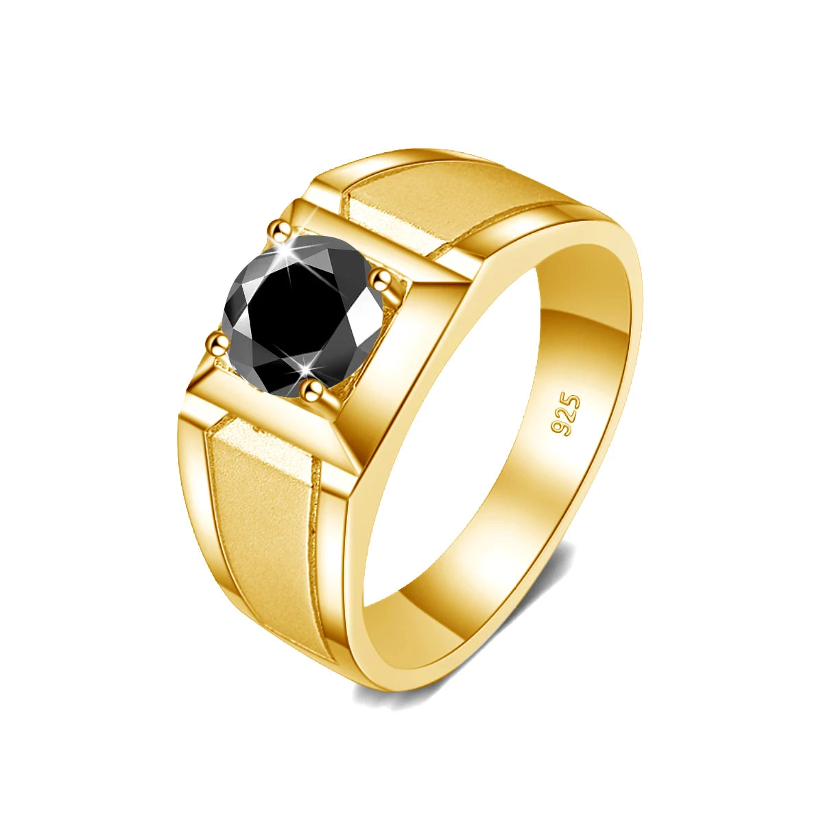 Bague en moissanite noire pour homme – Luxe – Diamonds