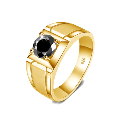 Men’s Black Moissanite Ring – 2-Carat Luxury