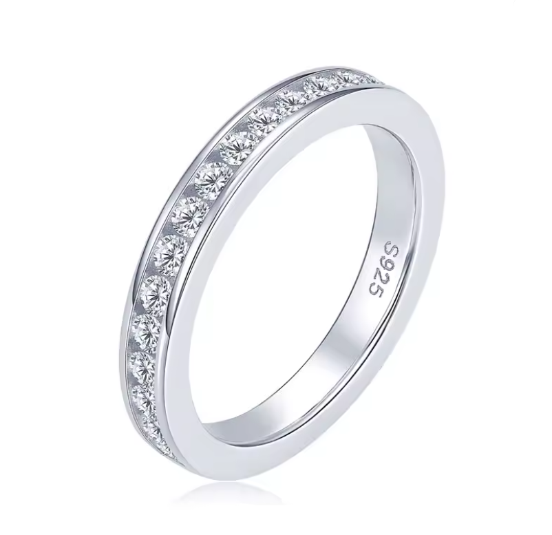 Moissanite Eternity Rings. 0.60 Carat genuine Moissanite.
