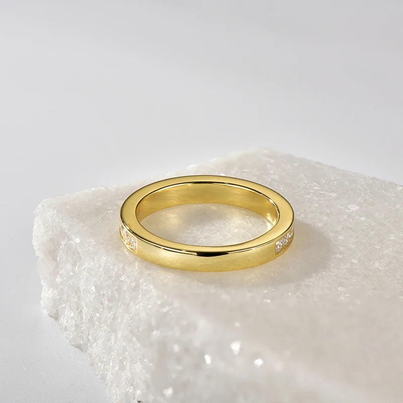 Moissanite Eternity Rings. 0.60 Carat genuine Moissanite. Gold plated
