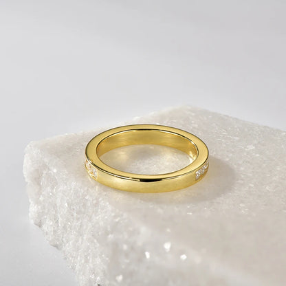 Moissanite Eternity Rings. 0.60 Carat genuine Moissanite. Gold plated
