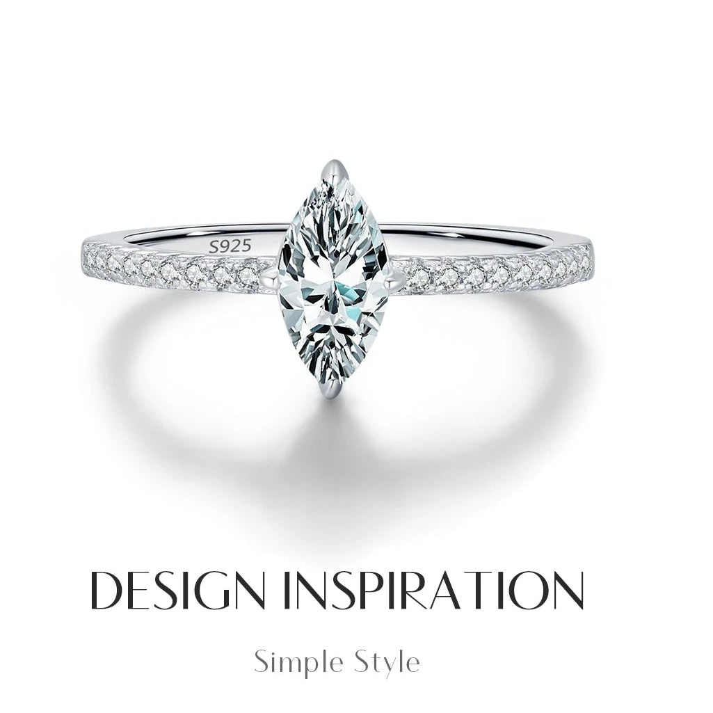 Moissanite Sparkling Ring  0.5 Carat Marquise cut 925 Sterling Silver Gold Plated.