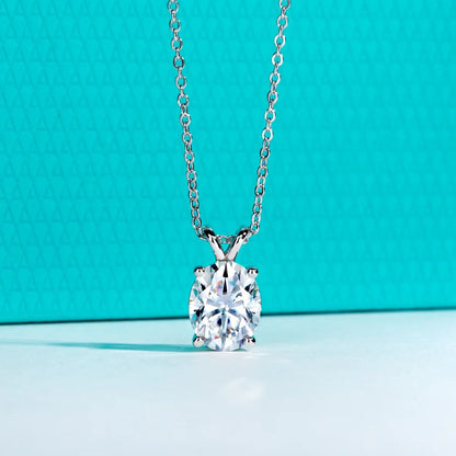 Oval Cut Moissanite Pendant Necklace – Available in 2ct, 3ct, 4ct, 5ct Luxury