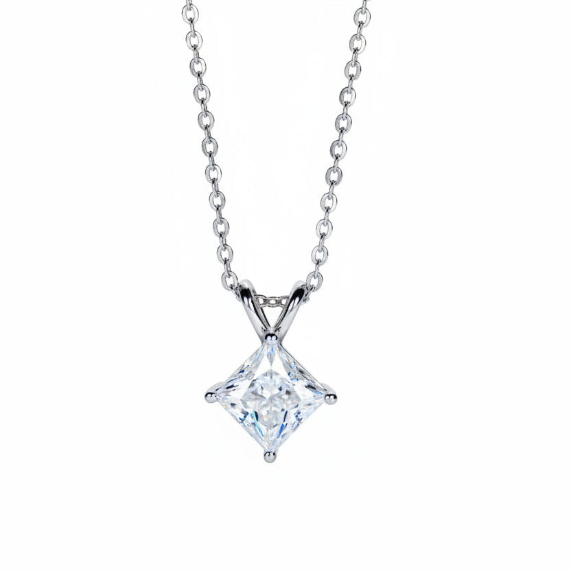 Diamond necklace on a white background