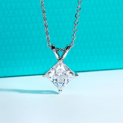 Princess Cut Moissanite Diamond Pendant Necklace for Women