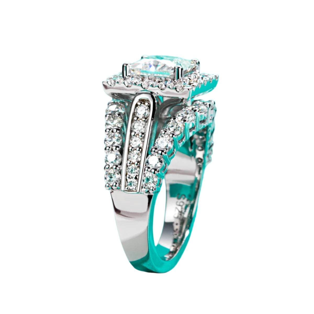 Princess Cut Moissanite Engagement Ring – Elegant Bridal Jewelry. All Moissanite stones 