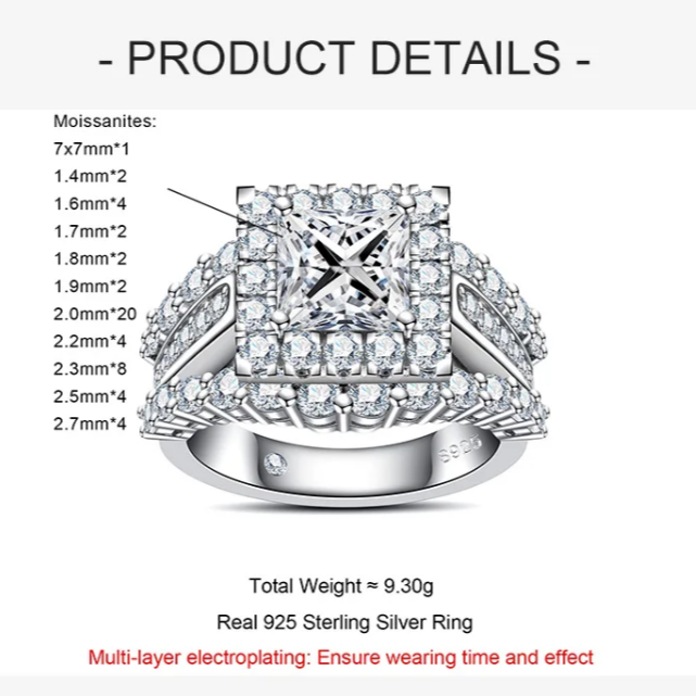 Princess Cut Moissanite Engagement Ring – Elegant Bridal Jewelry. Ring Details