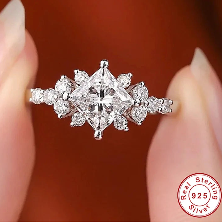 Princess Cut Moissanite Wedding Ring,  1 carat 