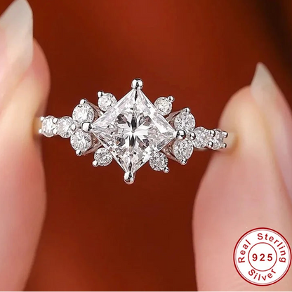 Princess Cut Moissanite Wedding Ring,  1 carat 