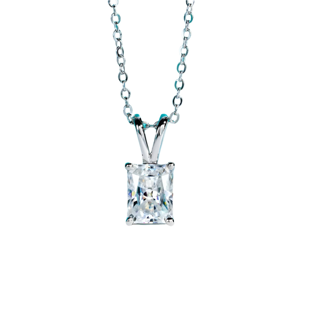 Radiant Cut Moissanite Diamond Pendant Necklace 2 to 5 Carat.