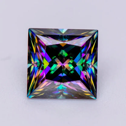 Moissanite Gemstone. Rainbow Color. Princess Cut. 1.0 To 5.0 Carat.