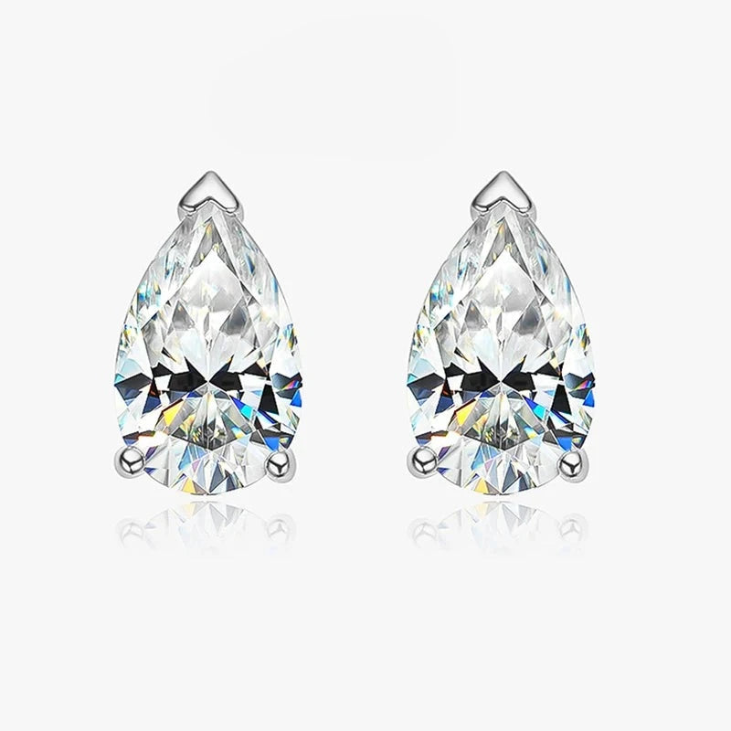 Moissanite Earrings. 2.0 To 8.0 Carat. Radiant, Princess, Pear Cut.