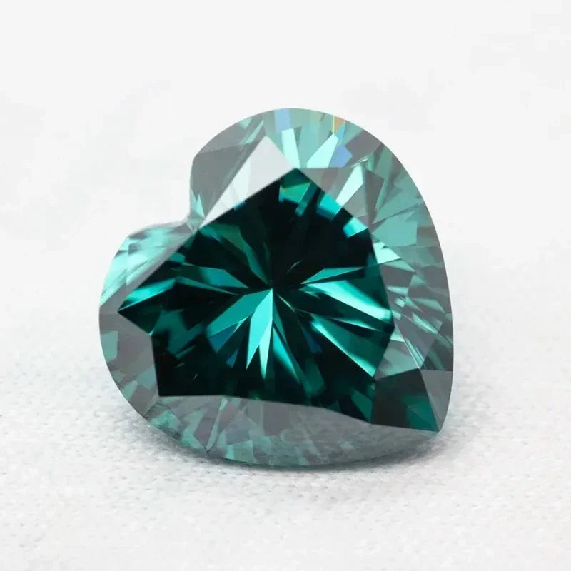 Loose Moissanite. Emerald Green Color. Heart Cut. 1.0 To 5.0 Carat.