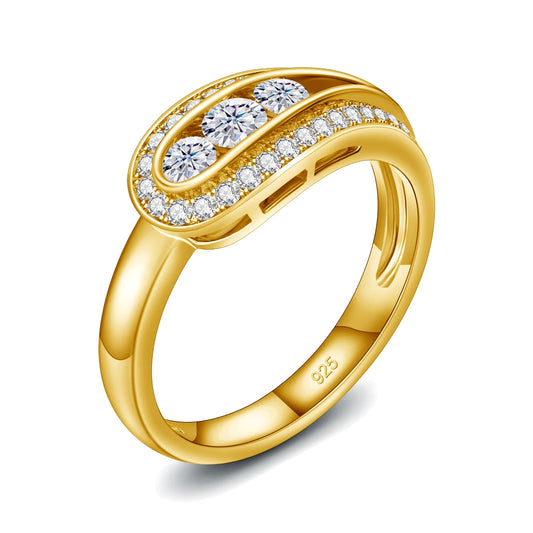 Elegant Moissanite Rings For Women. 18K Gold Plated Silver.
