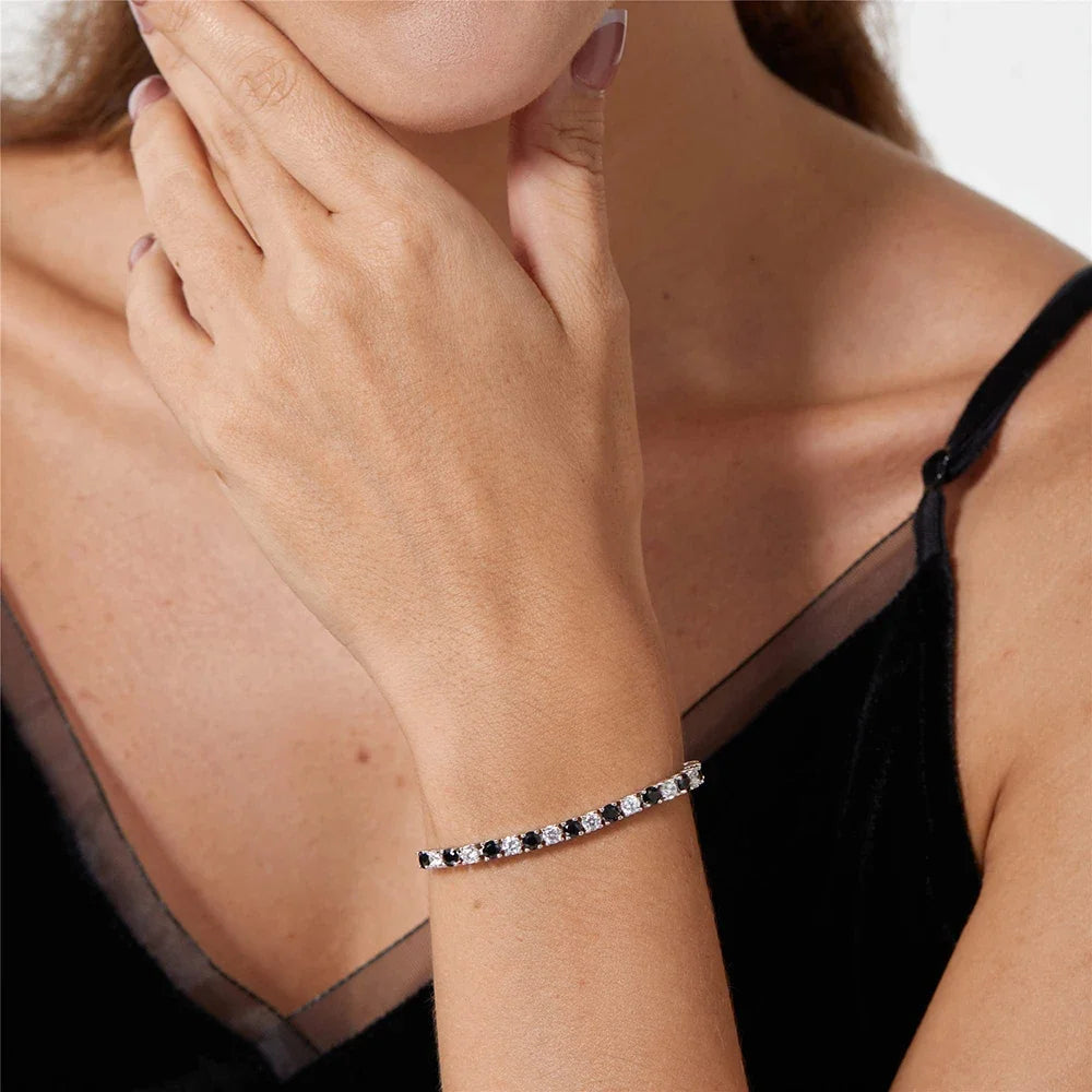 Moissanite Diamond Tennis Bracelets. Red White and Black White Color.