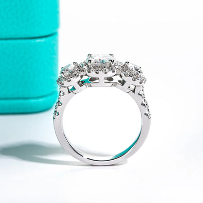 Elegant Moissanite Engagement Rings Total 2.22 Carat. Fine Jewelry.