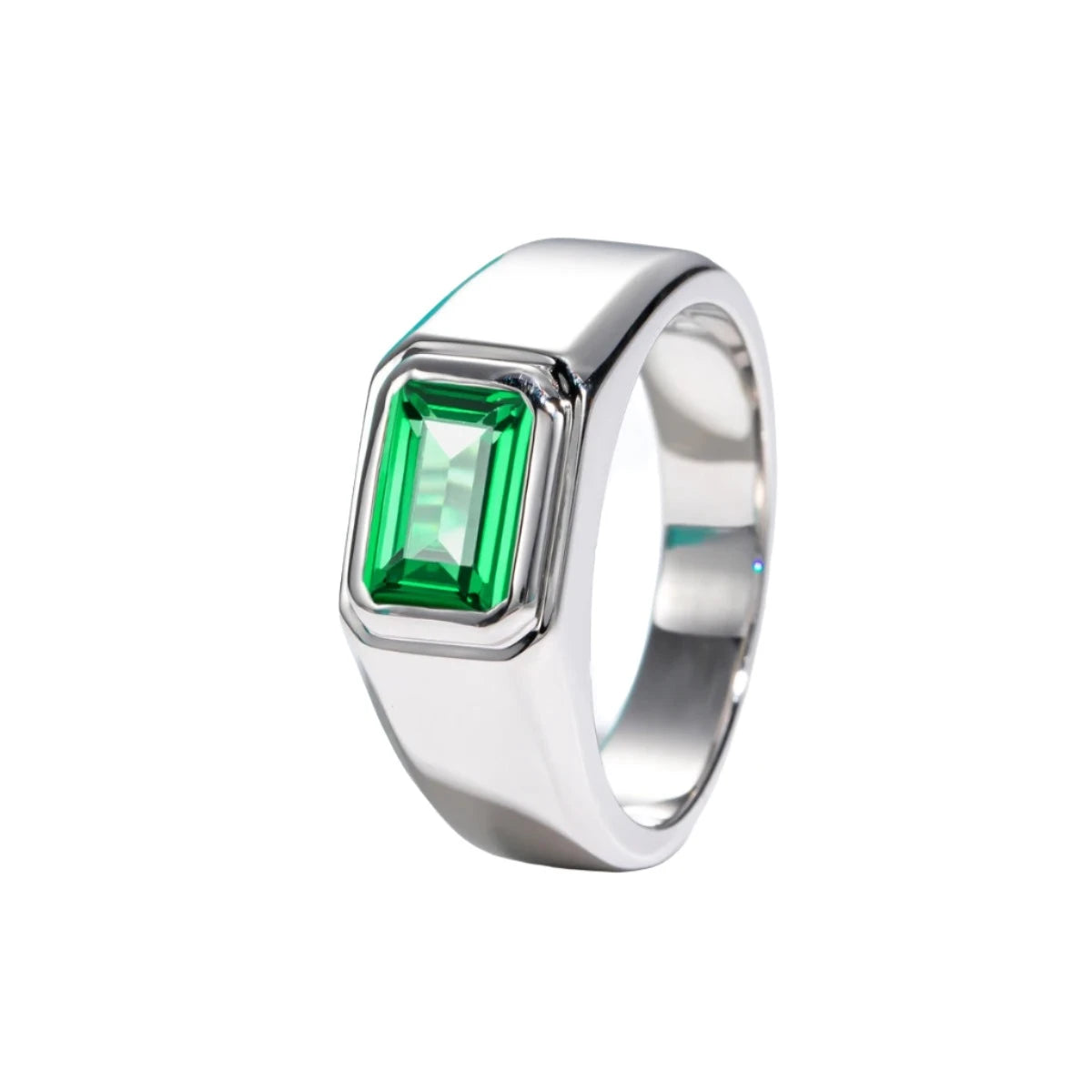 Luxury Emerald Men Rings. 2.0 Carat. Lab-Grown Colombian Emerald.