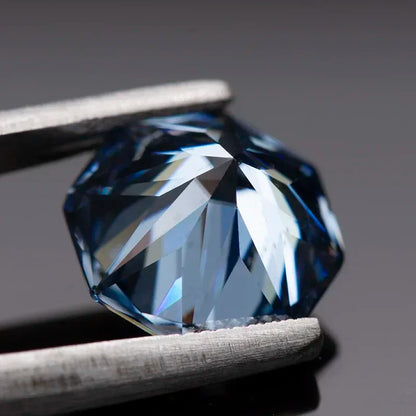 Loose Moissanite. Octagon Shape. Royal Blue Color. 1.0 To 5.0 Carat