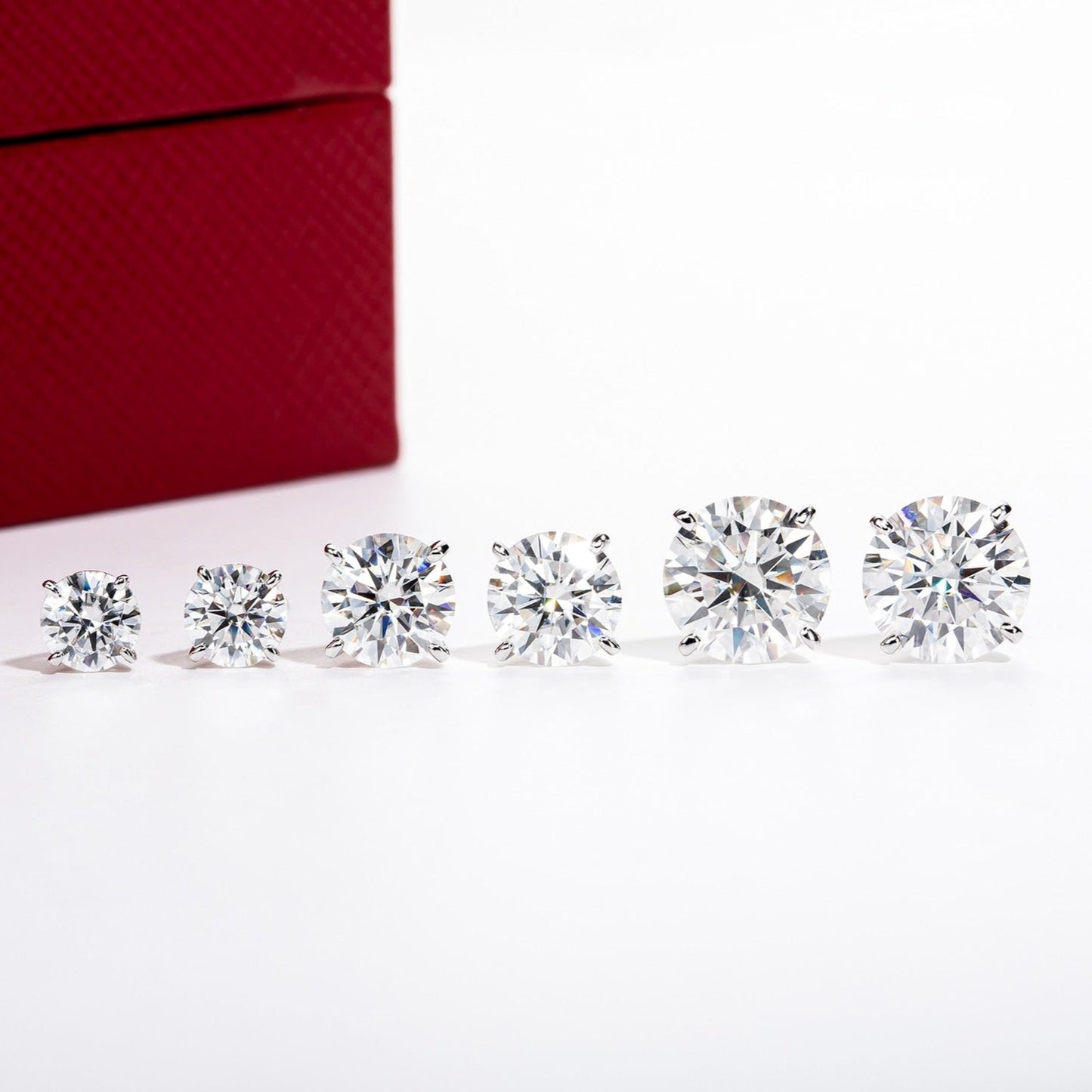 Gold Moissanite Stud Earrings. 1.0 to 4.0 Carat. DVVS1. Certified.