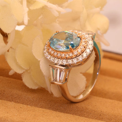 Diamond Engagement Rings - Fancy Intense Greenish Blue Color.