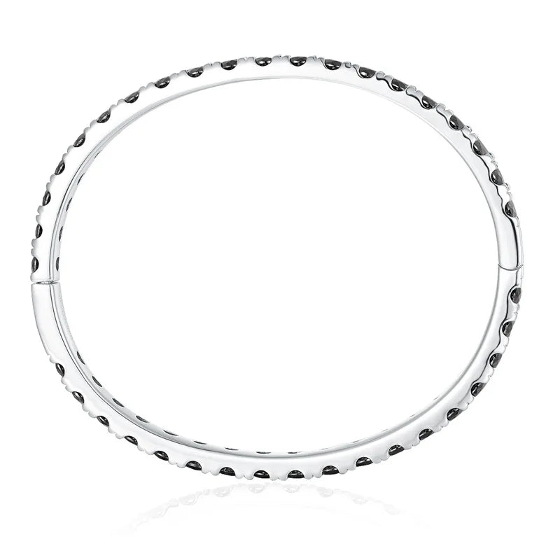 Black Moissanite Diamond Bangle. 4mm Genuine Moissanite.