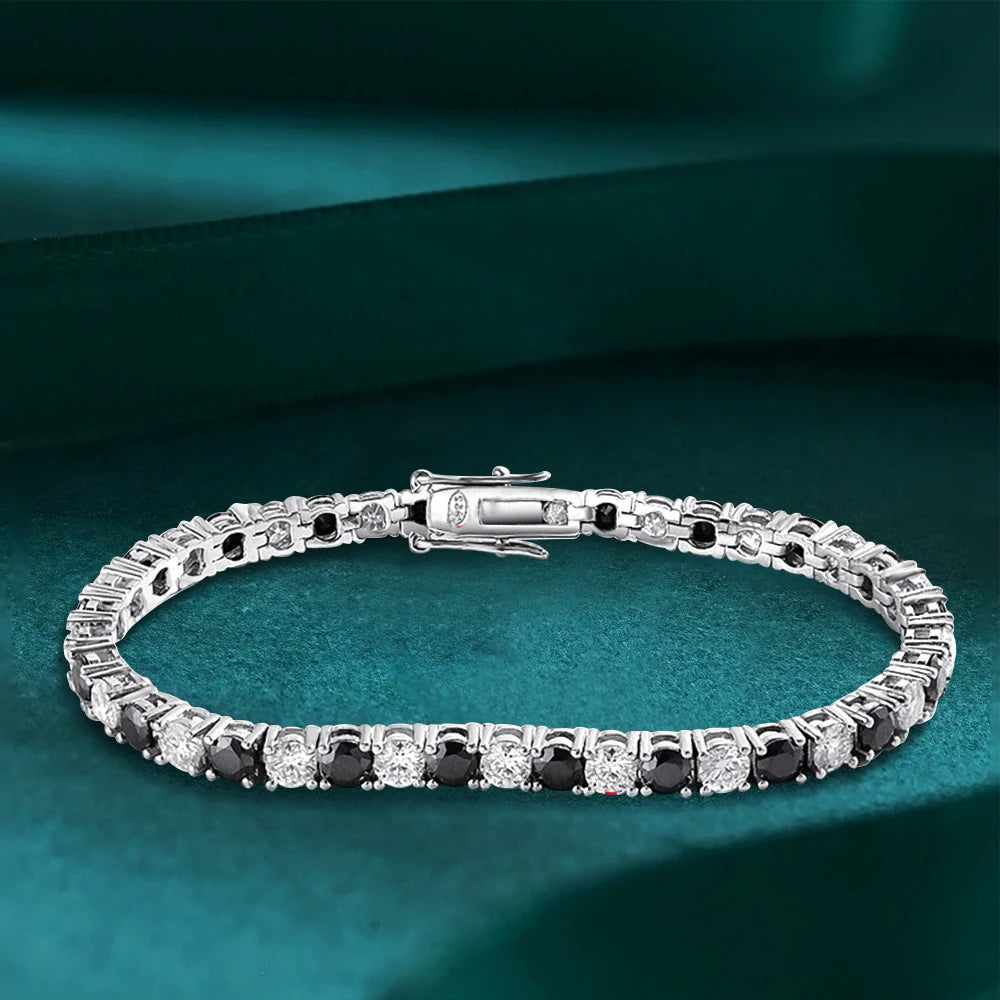 Moissanite Diamond Tennis Bracelets. Red White and Black White Color.