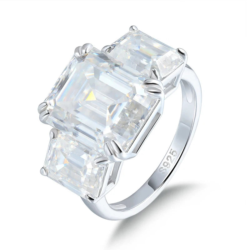 Shop Moissanite Engagement Rings. 12.0 Carat. Emerald Cut.