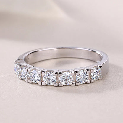 Moissanite Half Eternity Rings. Double Row Moissanite 3mm.