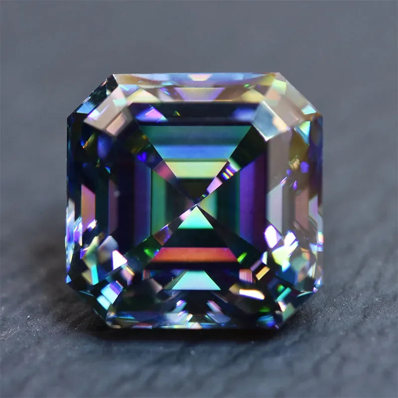 Colored Moissanite Rainbow Asscher To