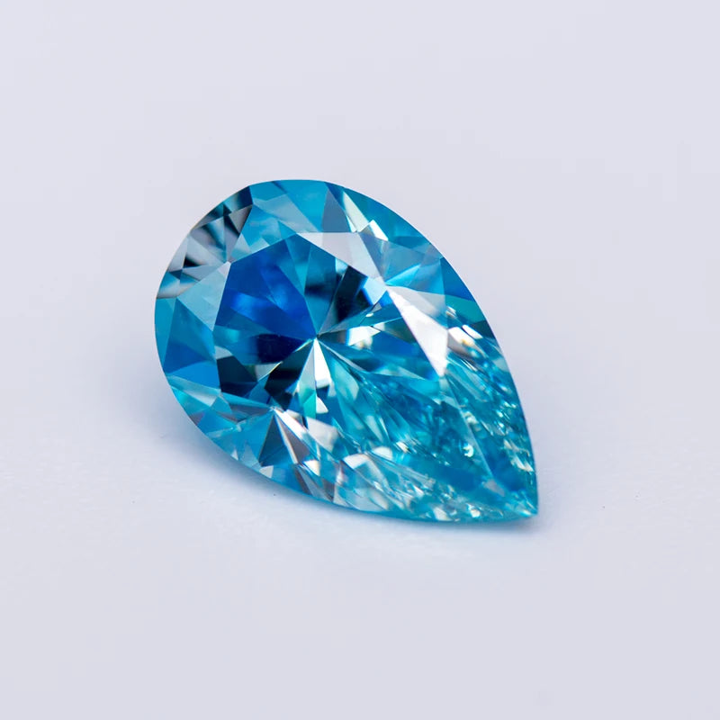 Loose Moissanite. Sea Blue Color. VVS1. Pear Cut. 0.50 To 5.0 Carat.